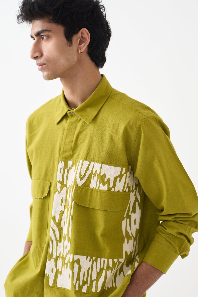 Emb. Patch Detail Shirt - Three Clothing