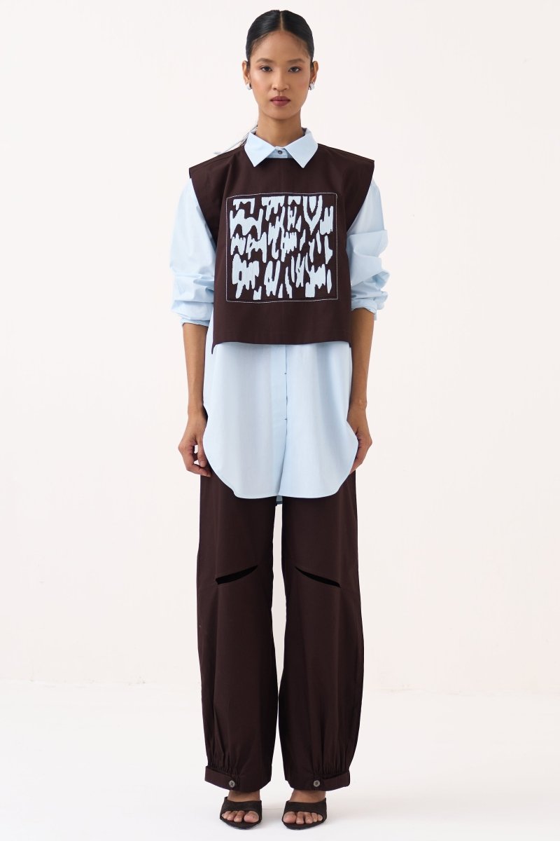 Emb. Patch Overlay Shirt Co - ord (Set of 2) - Three Clothing