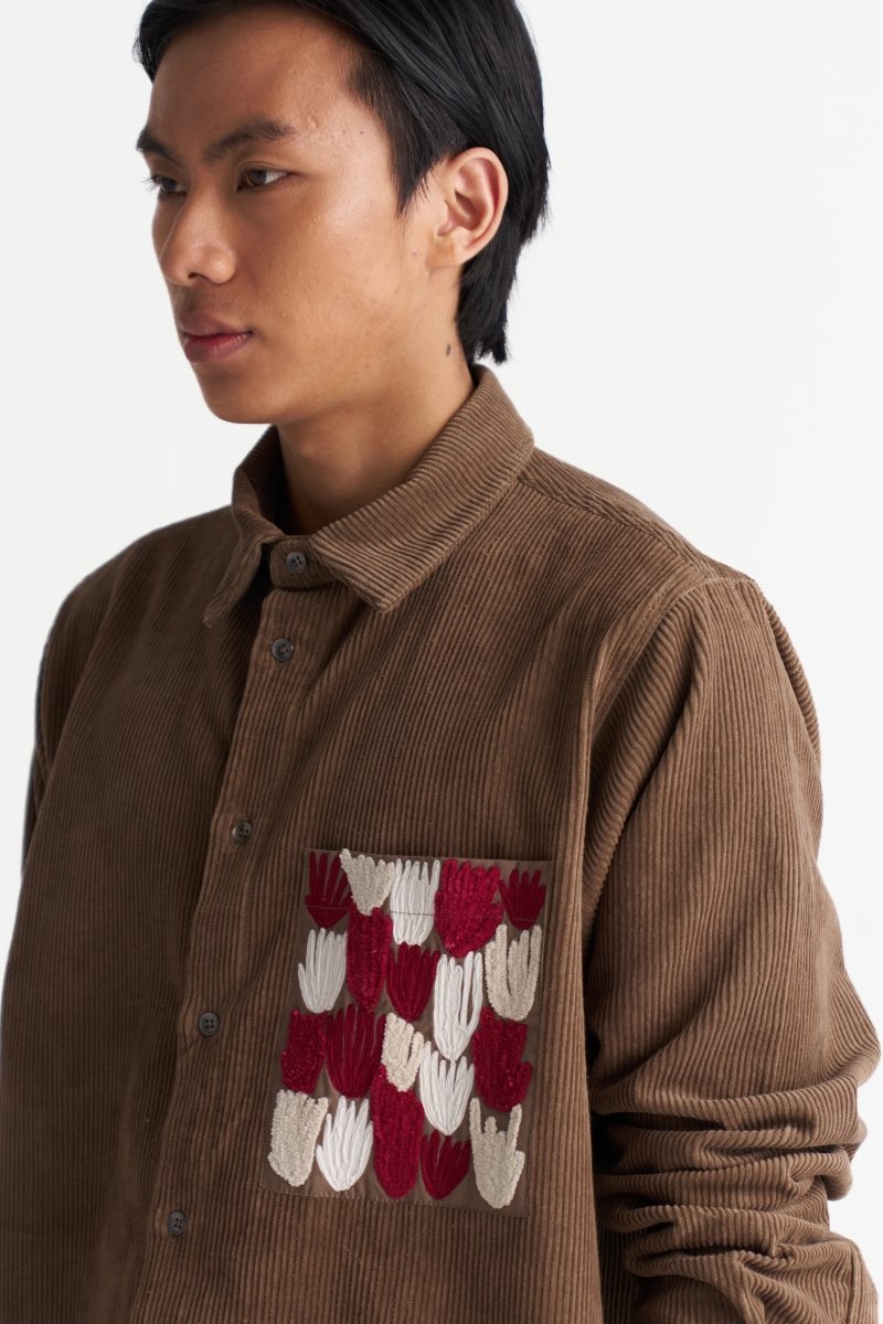 Emb. Patch Pocket Corduroy Shirt - Three Clothing
