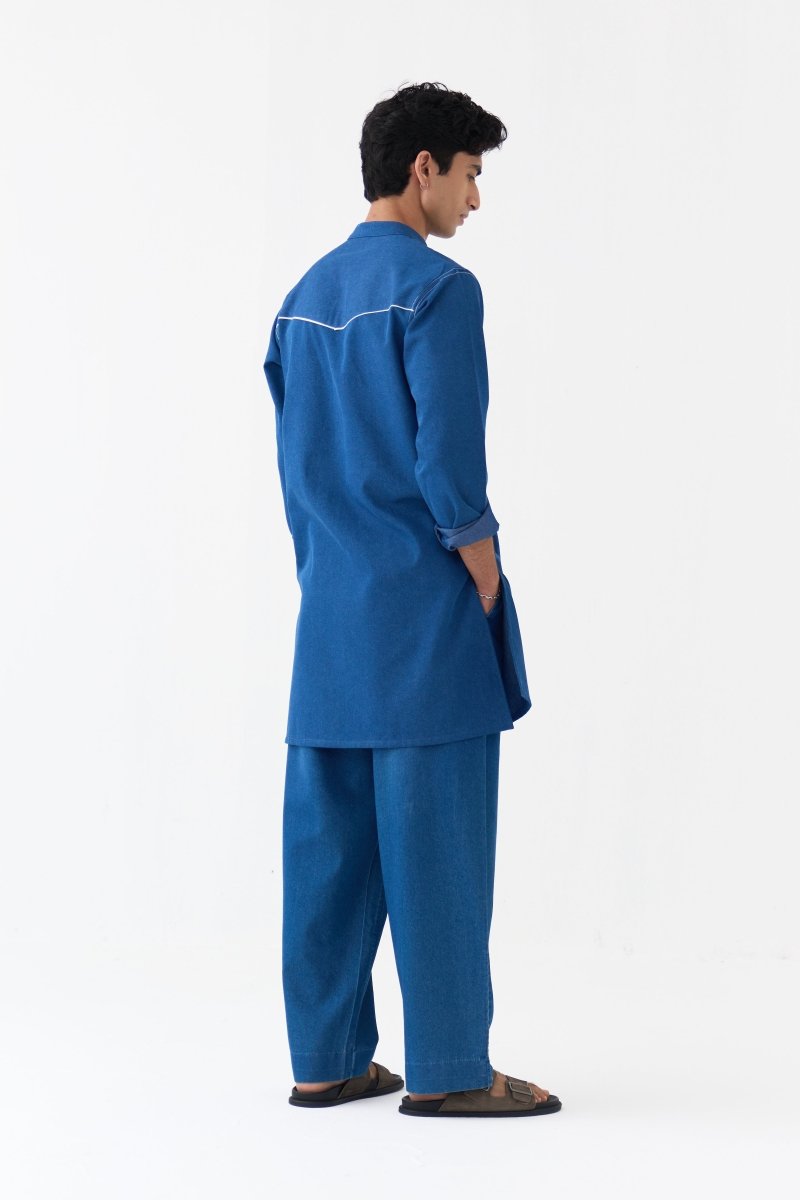 Emb. Patch Pocket Kurta - Three Clothing