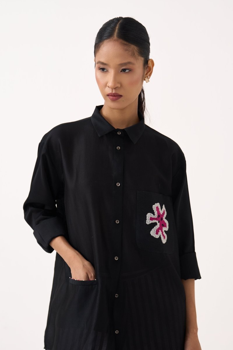 Emb. Patch Pocket Shirt - Three Clothing