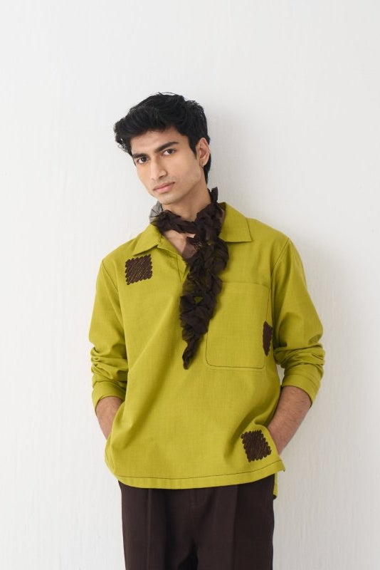 Emb. Patch Pocket Shirt - Three Clothing
