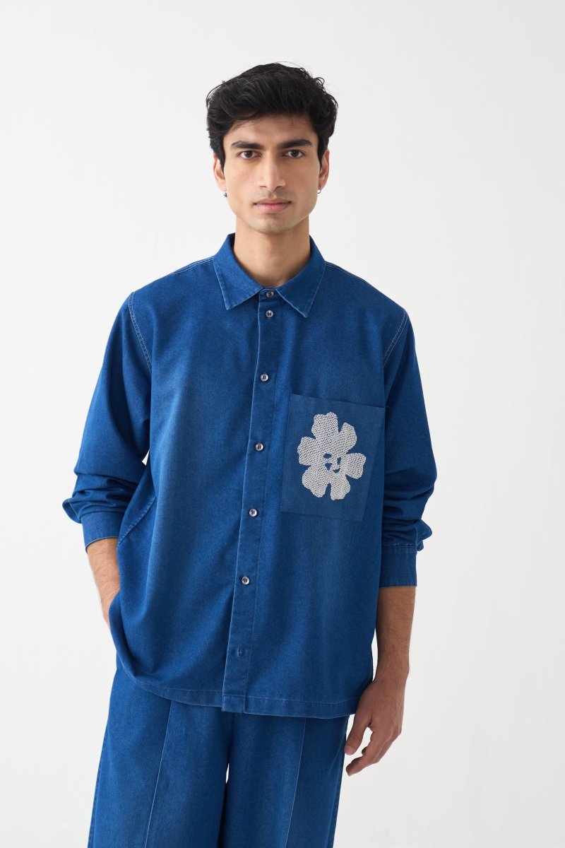 Emb. Patch Pocket Shirt - Three Clothing