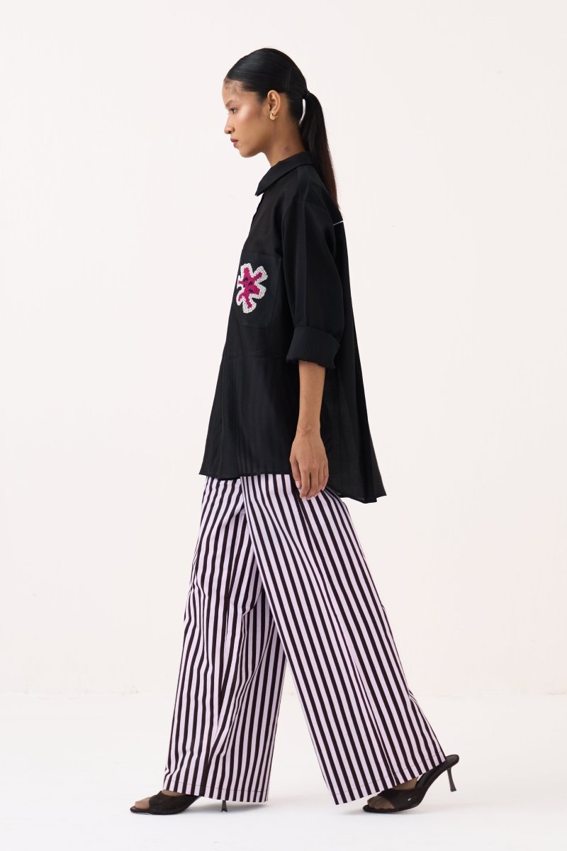 Emb. Patch Pocket Shirt Co-Ord (Set Of 2) - Three Clothing