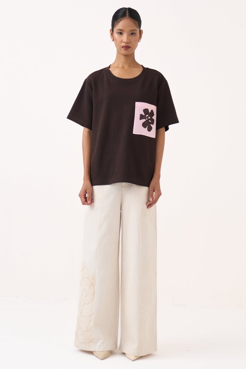 Emb. Patch Pocket T-shirt Co - ord (Set of 2) - Three Clothing