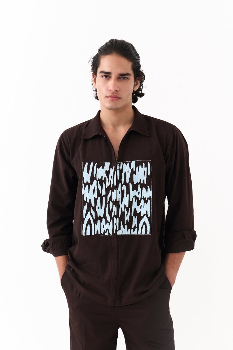 Emb. Patch Shacket - Three Clothing
