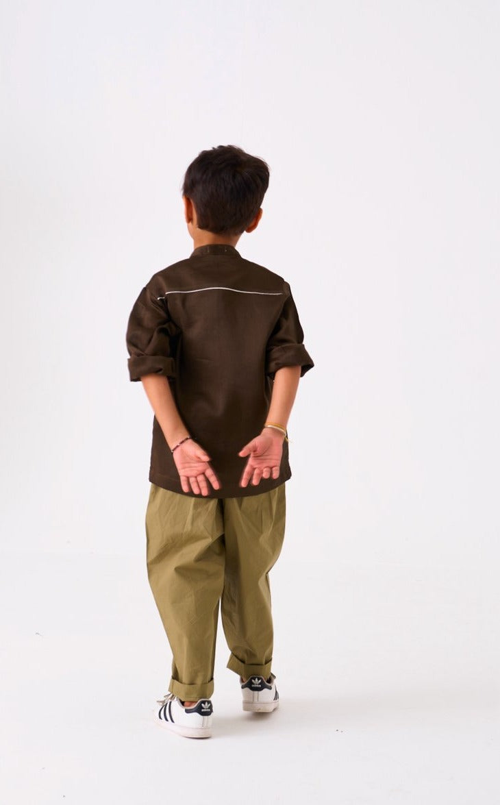 Emb. Pocket Detail Shirt Co - ord - Hunter Green - Three