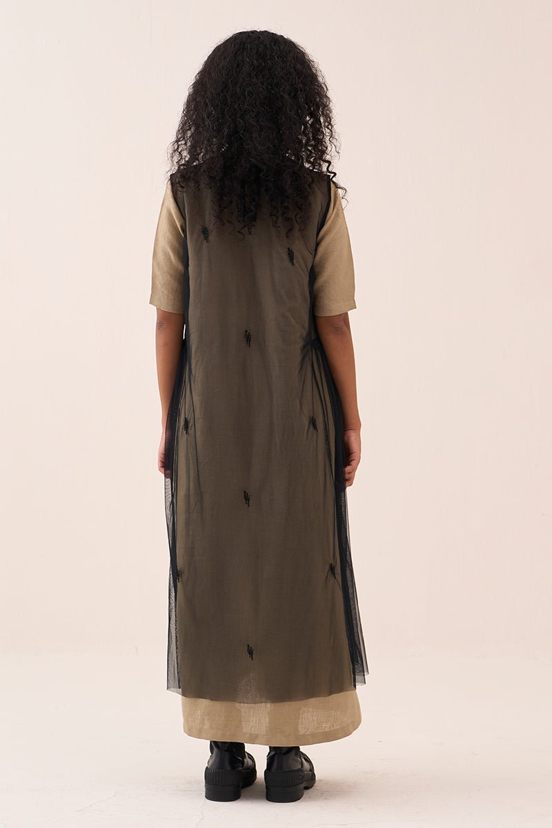 Emb. Side Gather Dress - Three Clothing