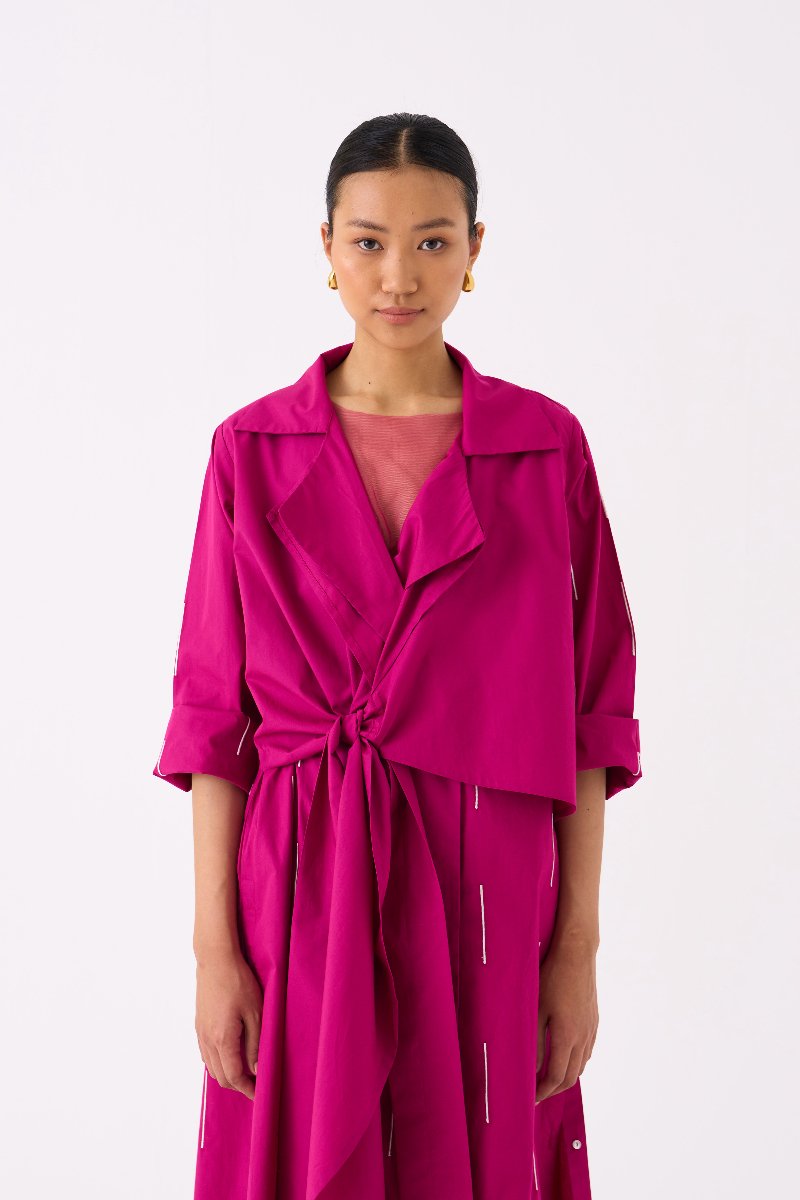 Emb Tie Jacket Co ord Set of 2 Fuschia - Three