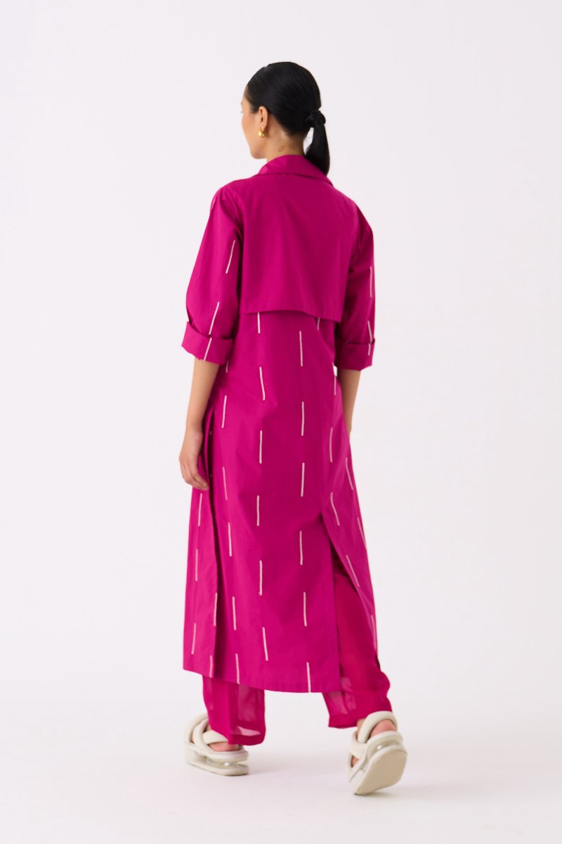 Emb Tie Jacket Co ord Set of 2 Fuschia - Three