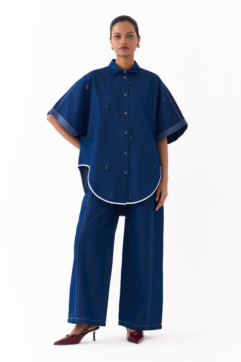 Emb. U - Hem Shirt Co - Ord (Set of 2) - Three Clothing