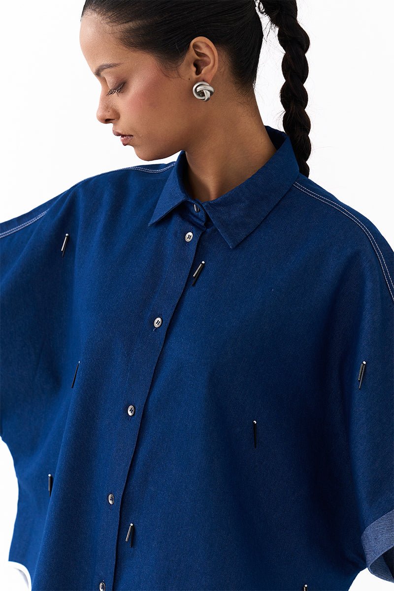 Emb. U - Hem Shirt Co - Ord (Set of 2) - Three Clothing