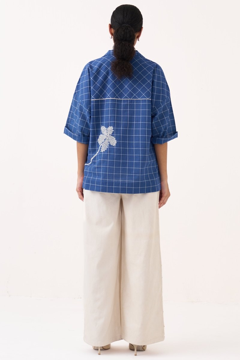 Emb. V Neck Top - Three Clothing