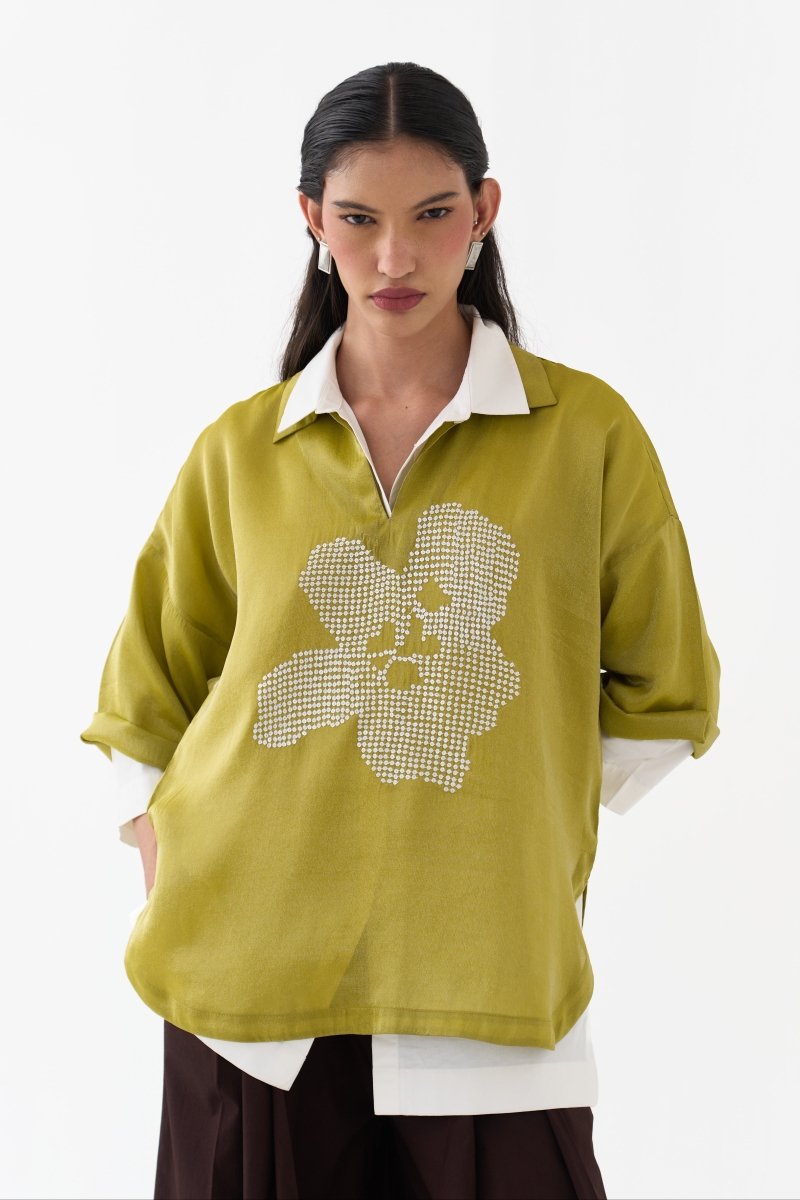 Emb. V-Neck Top (Set Of 2) - Three Clothing