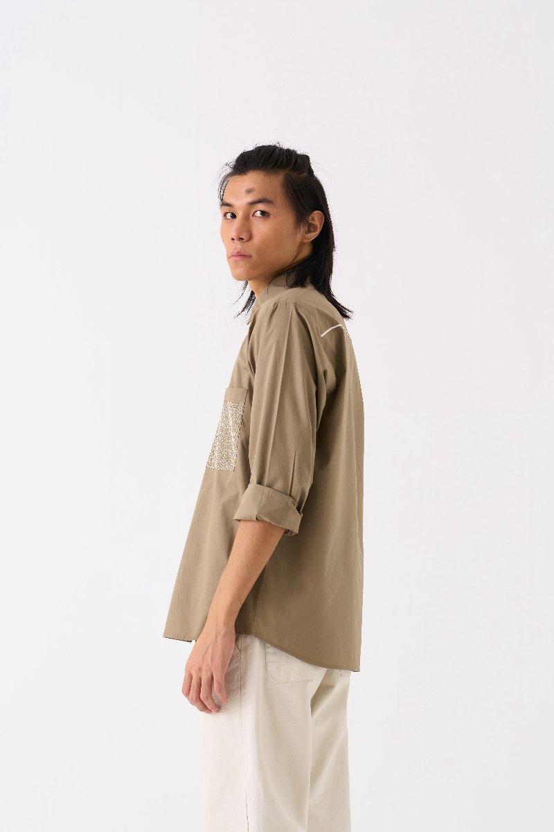 Embroidered Pocket Shirt Sage - Three