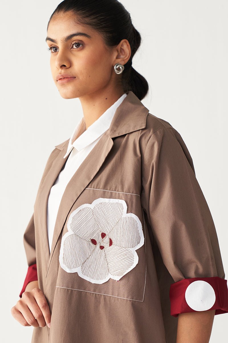 Floral App. Patch Jacket Co - Ord (Set Of 3) - Three Clothing