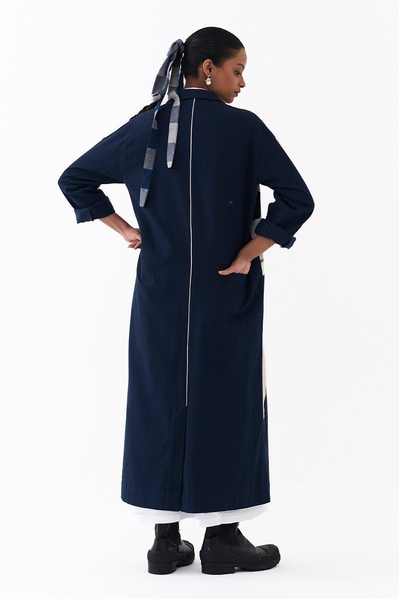 Floral Applique Detail Jacket- Navy - Three Clothing