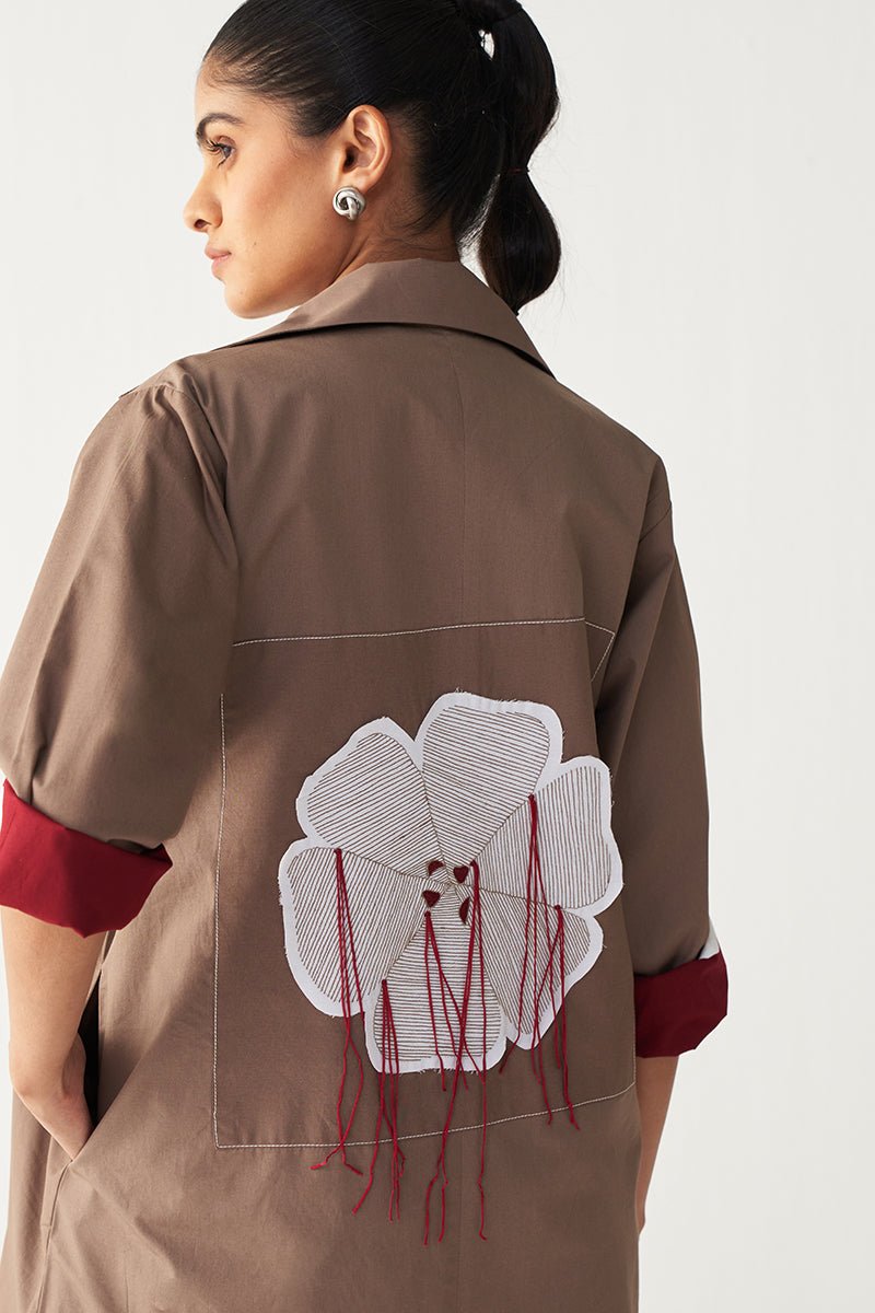 Floral Applique Patch Jacket - Three Clothing