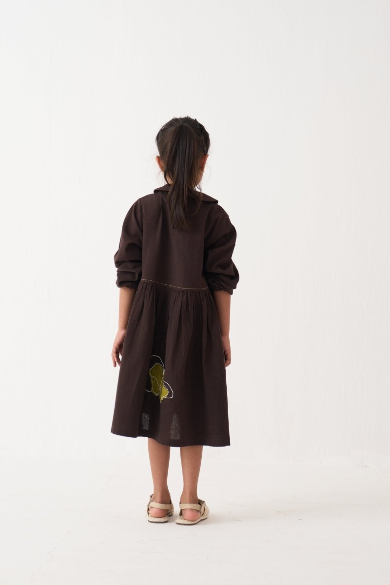 Floral Applique Peter Pan Collar Dress - Three Clothing