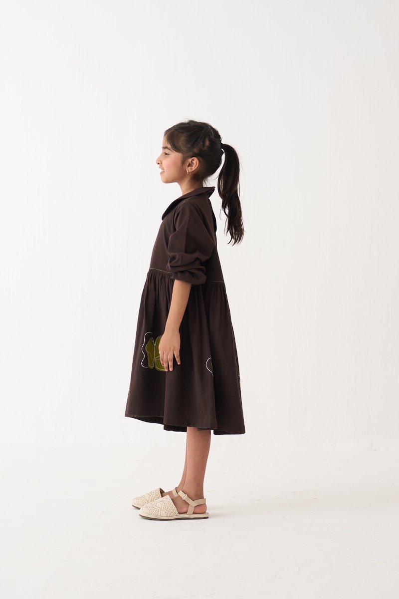 Floral Applique Peter Pan Collar Dress - Three Clothing