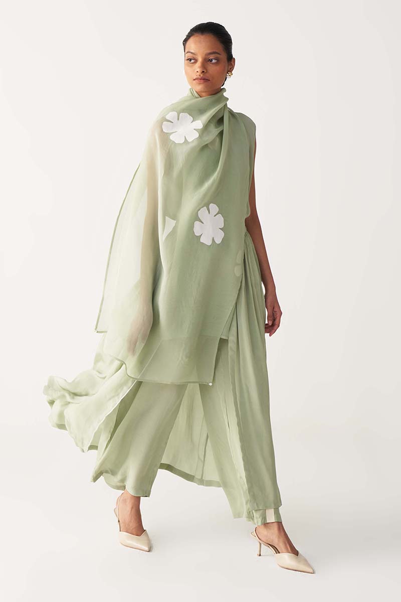 Floral Applique Scarf - Three Clothing