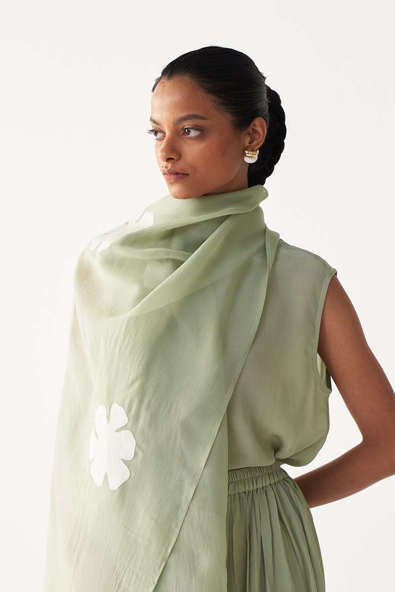 Floral Applique Scarf - Three Clothing