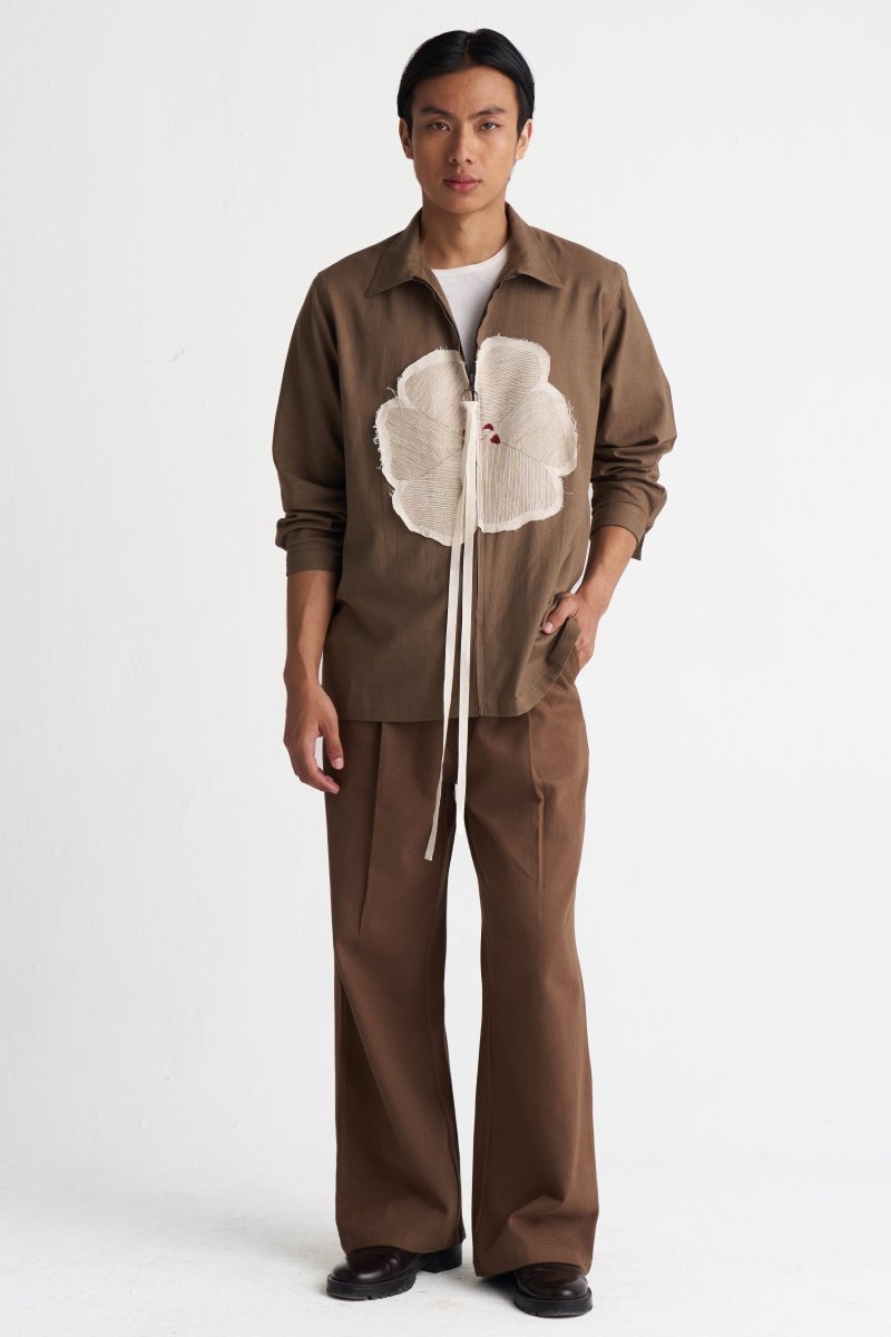 Floral Applique Shacket - Three Clothing
