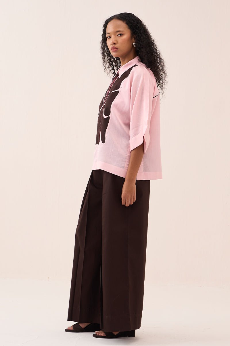 Floral Applique Shirt Co - Ord (Slip Included) (Set Of 2) - Three Clothing