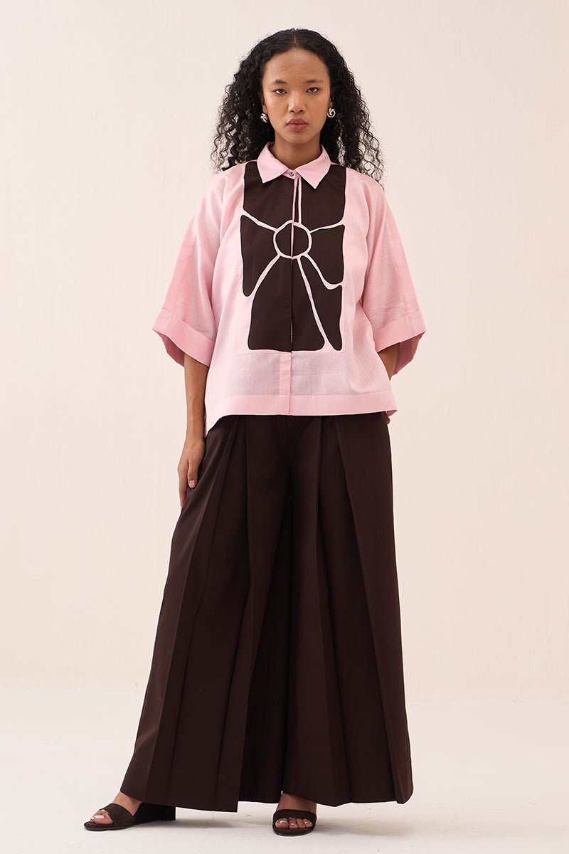 Floral Applique Shirt Co - Ord (Slip Included) (Set Of 2) - Three Clothing