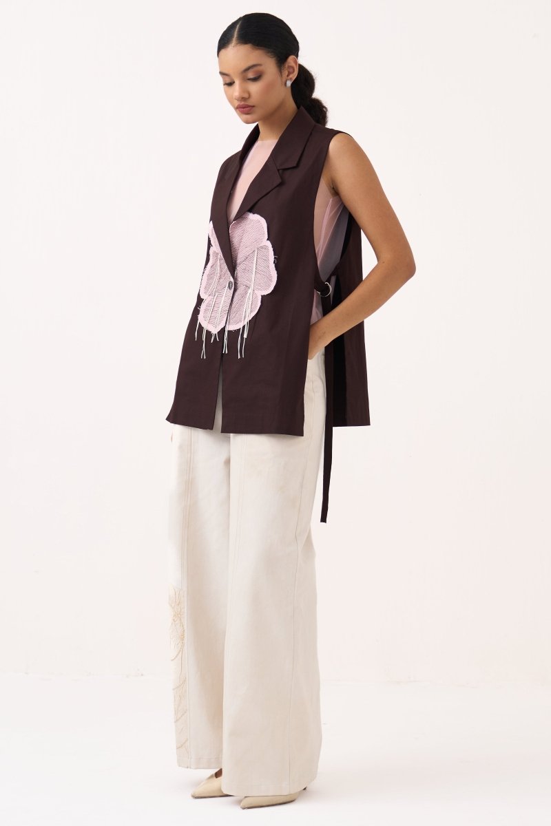 Floral Applique Waistcoat Co - ord (Set of 2) - Three Clothing
