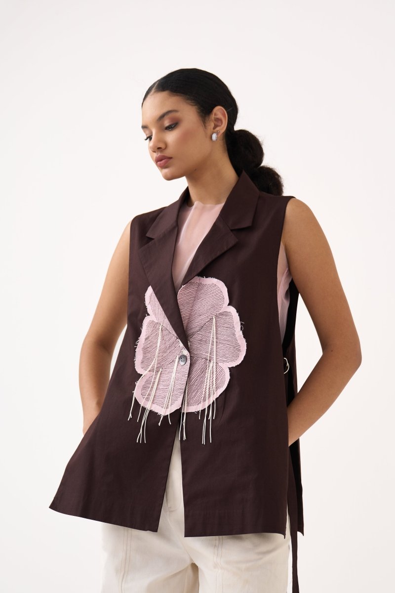 Floral Applique Waistcoat Co - ord (Set of 2) - Three Clothing