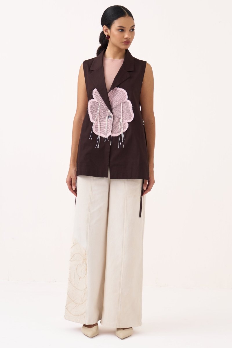 Floral Applique Waistcoat Co - ord (Set of 2) - Three Clothing