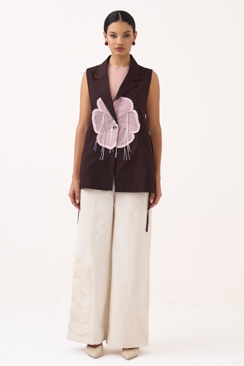 Floral Applique Waistcoat Co - ord (Set of 2) - Three Clothing