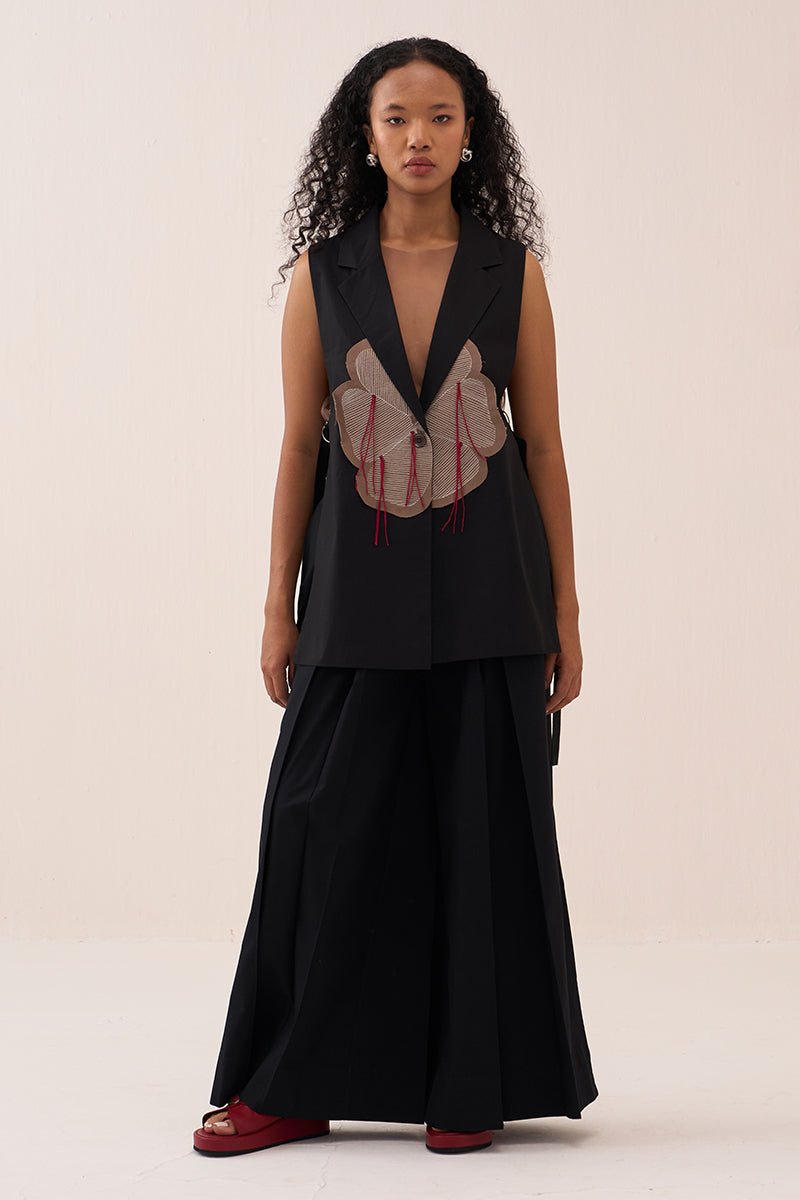 Floral Applique Waistcoat Co - Ord (Slip Included) (Set Of 2) - Three Clothing