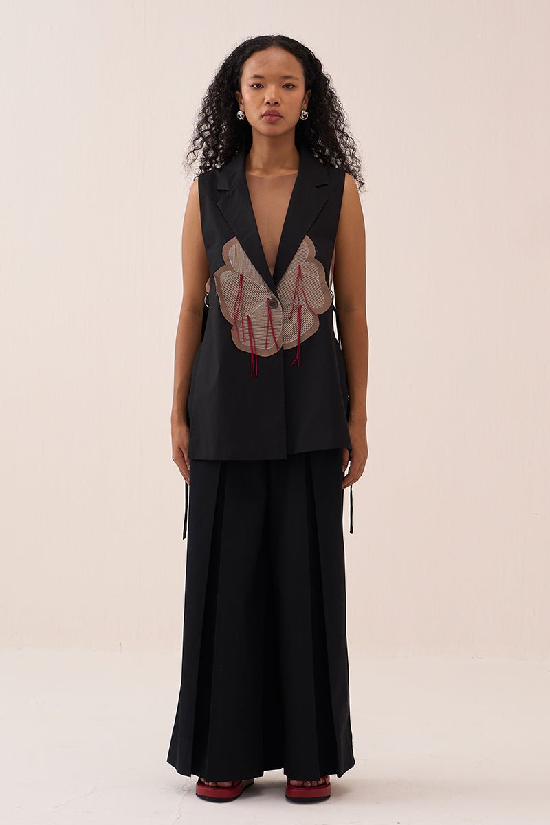 Floral Applique Waistcoat Co - Ord (Slip Included) (Set Of 2) - Three Clothing