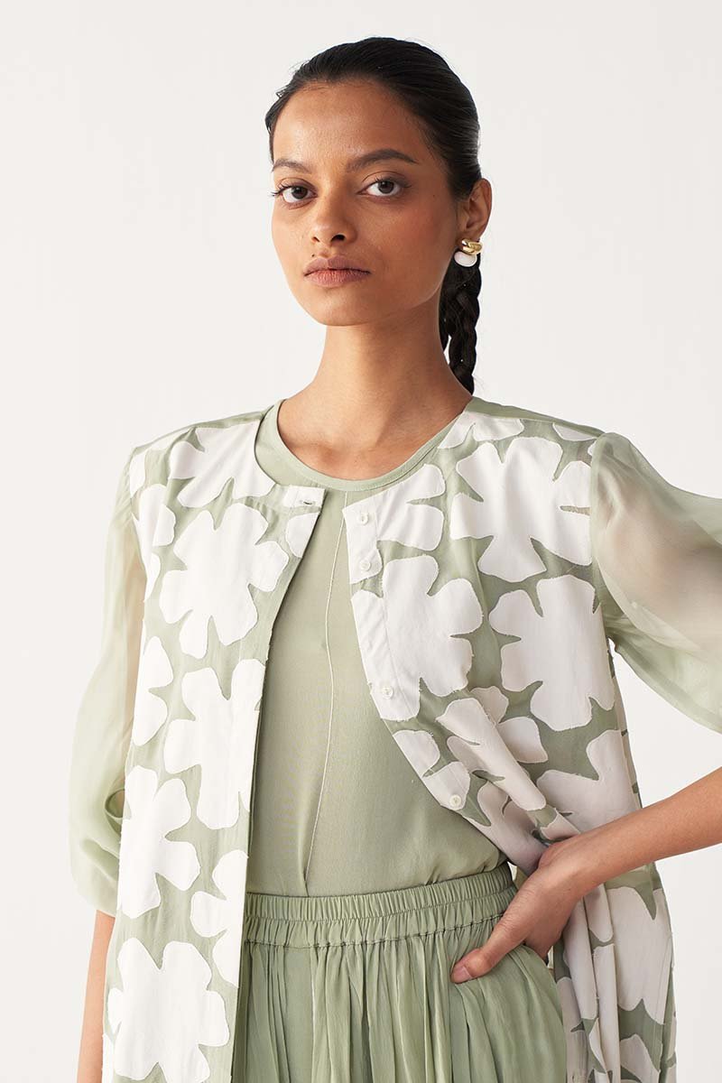 Floral Back Yoke Jacket - Three Clothing