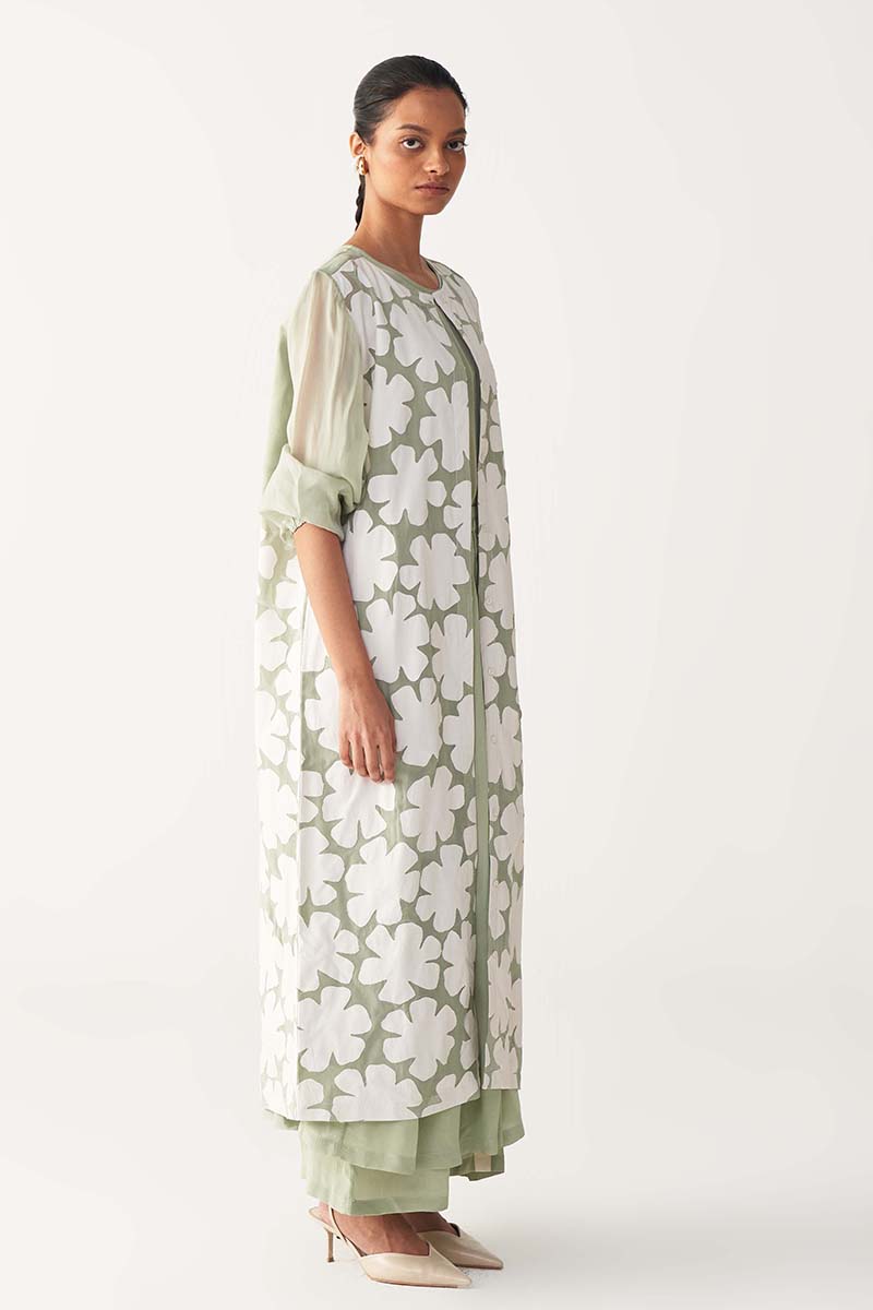 Floral Back Yoke Jacket Co - Ord (Set Of 3) - Three Clothing