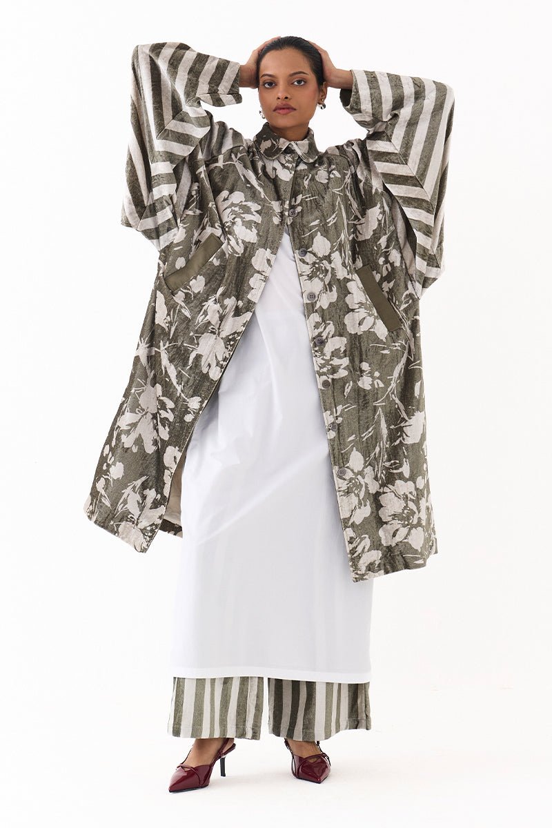 Floral Bat Sleeve Jacket - Three Clothing