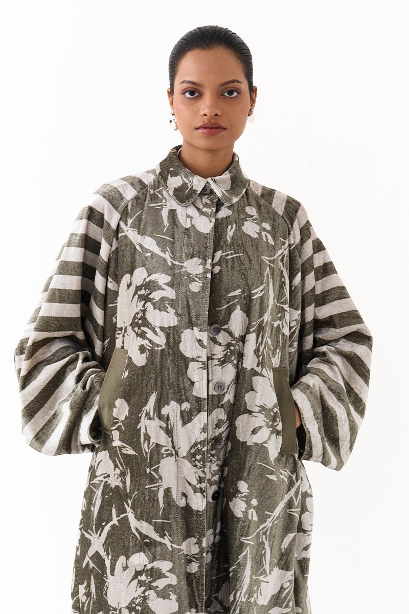 Floral Bat Sleeve Jacket - Three Clothing