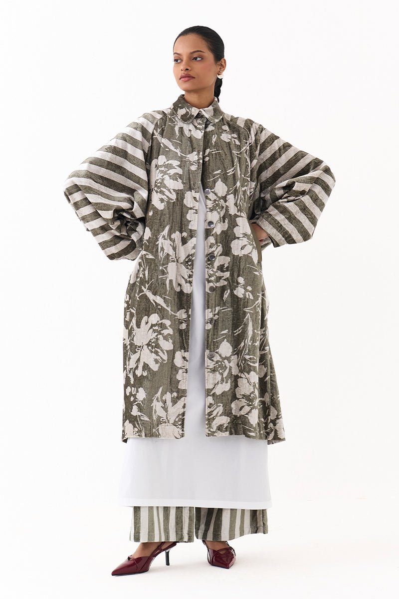 Floral Bat Sleeve Jacket Co - Ord (Set of 3) - Three Clothing