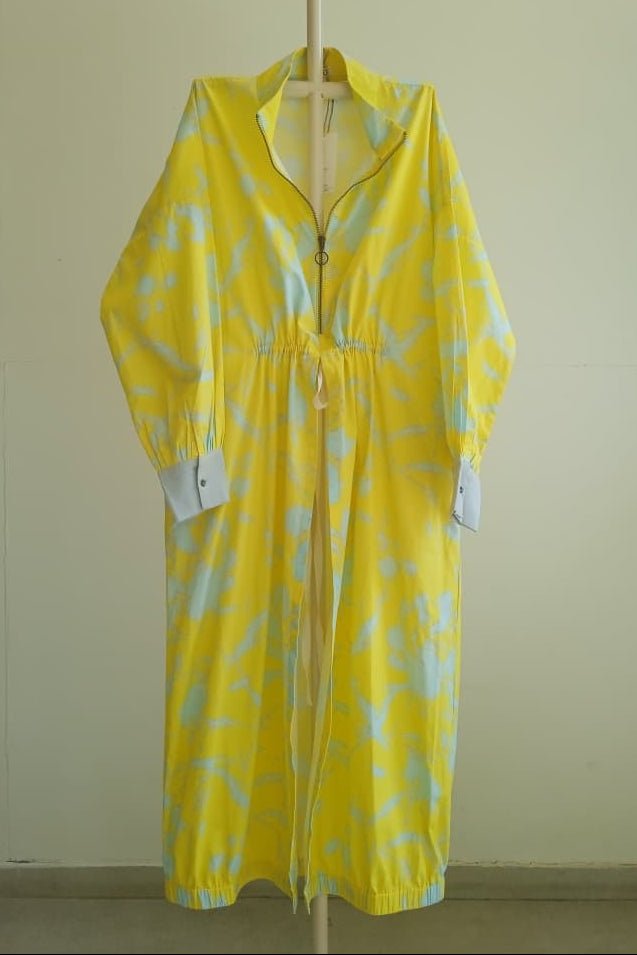 Floral Drawstring Tunic- Yellow & Blue - Three Clothing