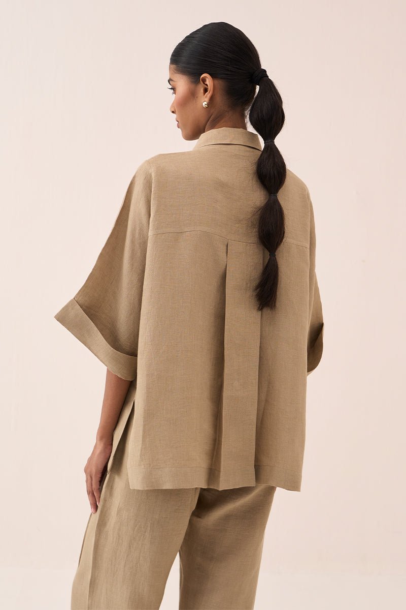 Floral Emb. Boxy Shirt - Three Clothing