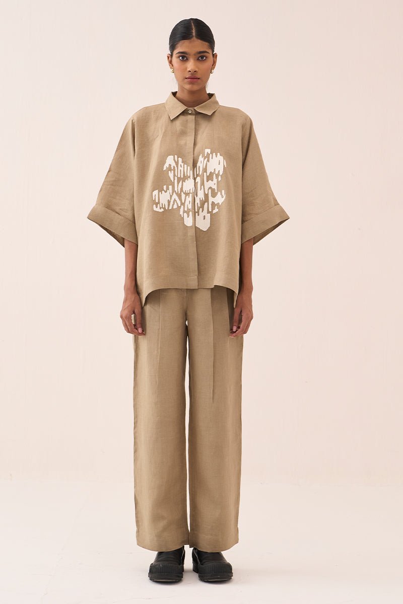 Floral Emb. Boxy Shirt - Three Clothing