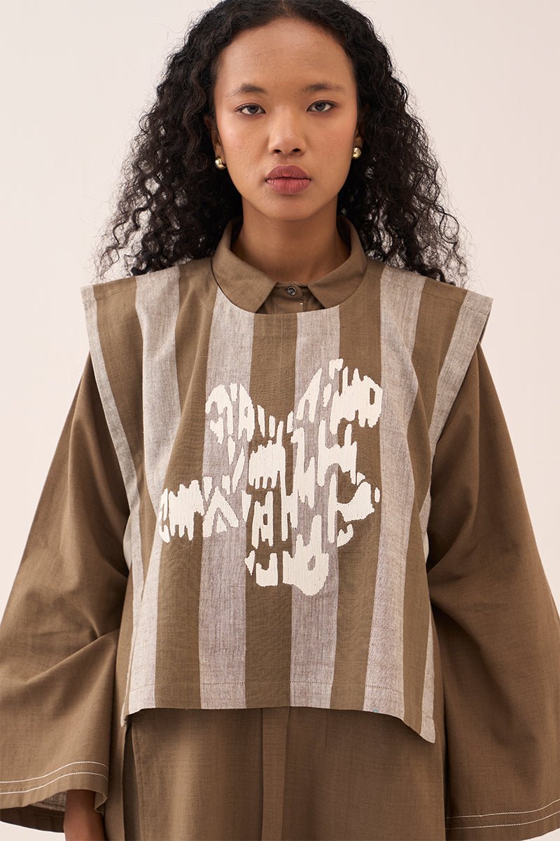 Floral Emb. Crop Overlay Shirt - Three Clothing