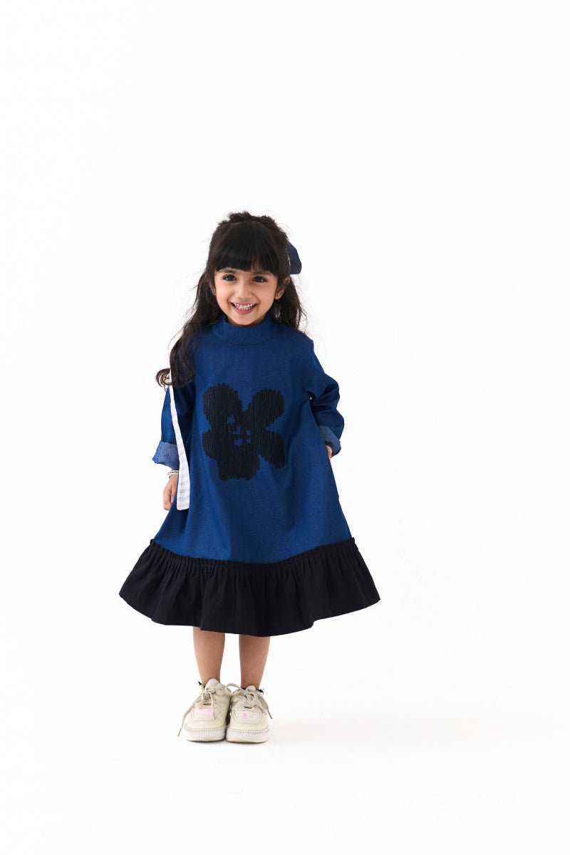 Floral Emb. Frill Dress - Three Clothing