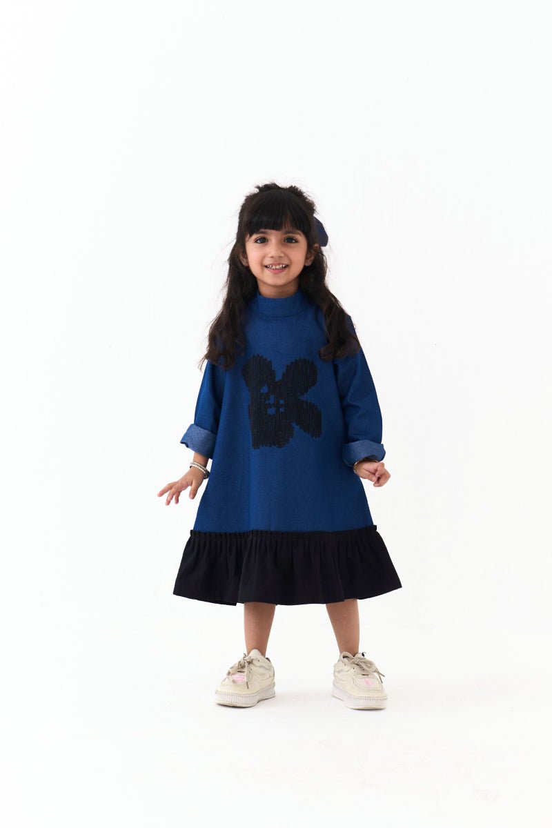 Floral Emb. Frill Dress - Three Clothing