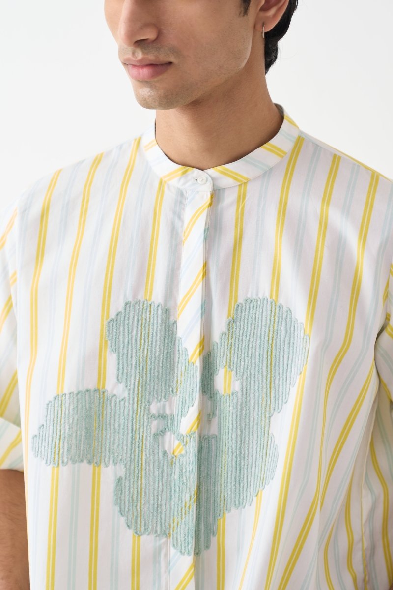 Floral Emb. Shirt - Three Clothing