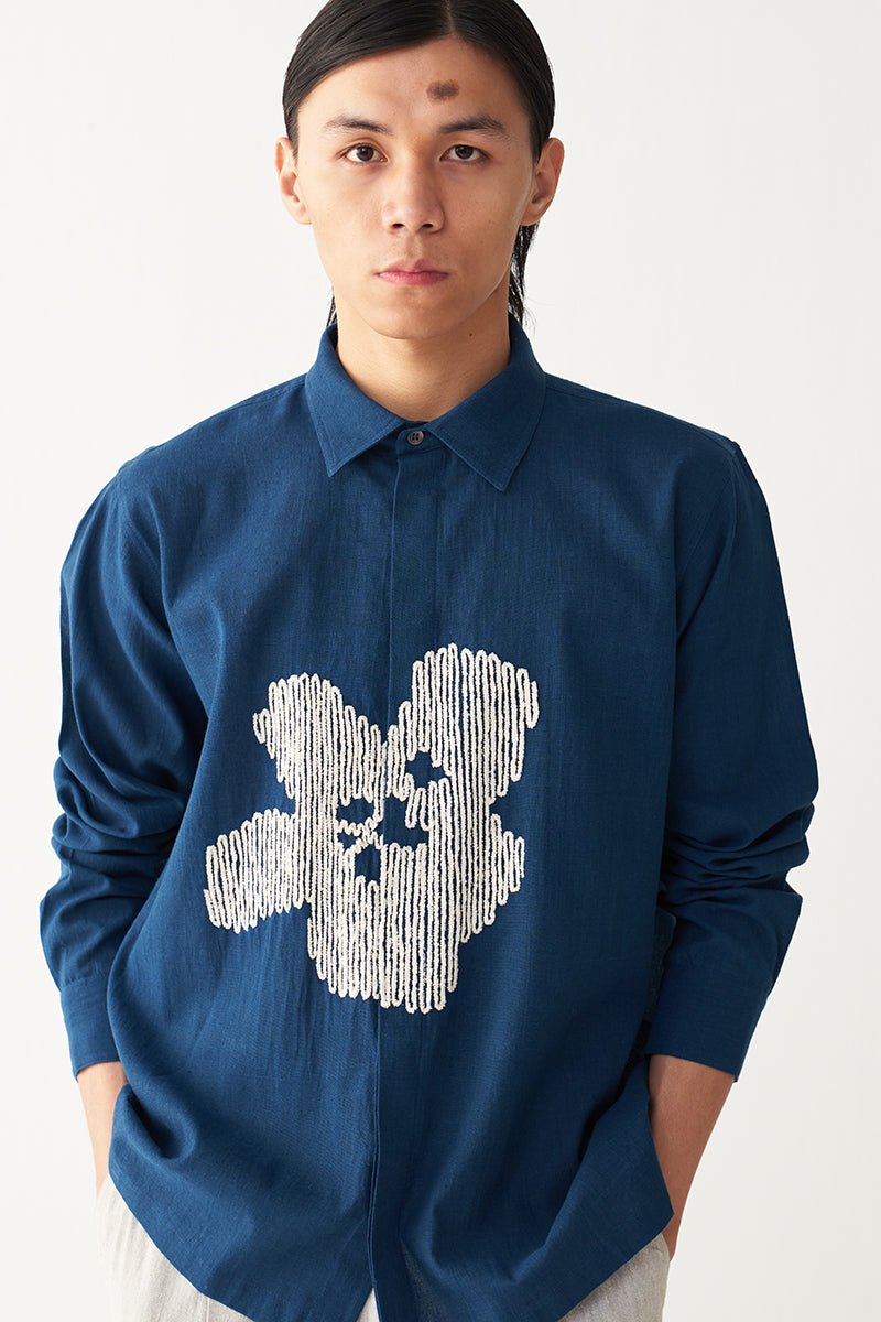 Floral Emb. Shirt - Three Clothing