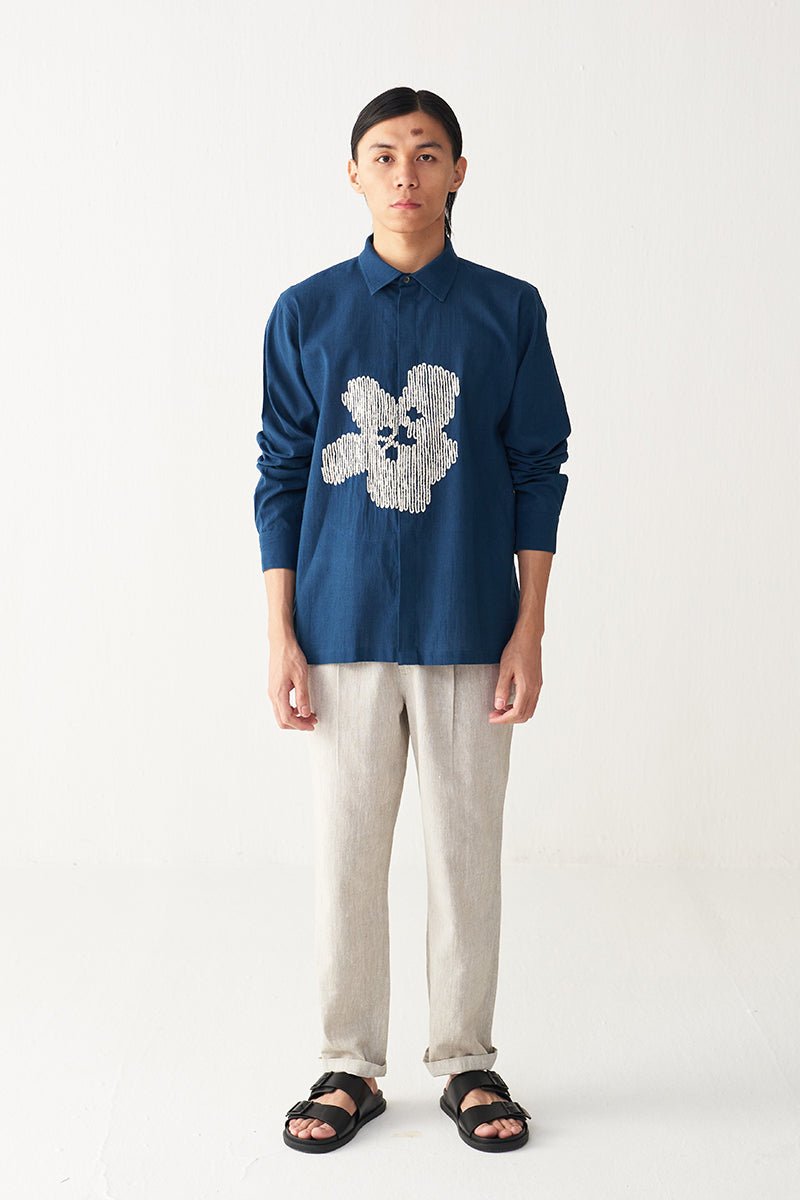 Floral Emb. Shirt - Three Clothing