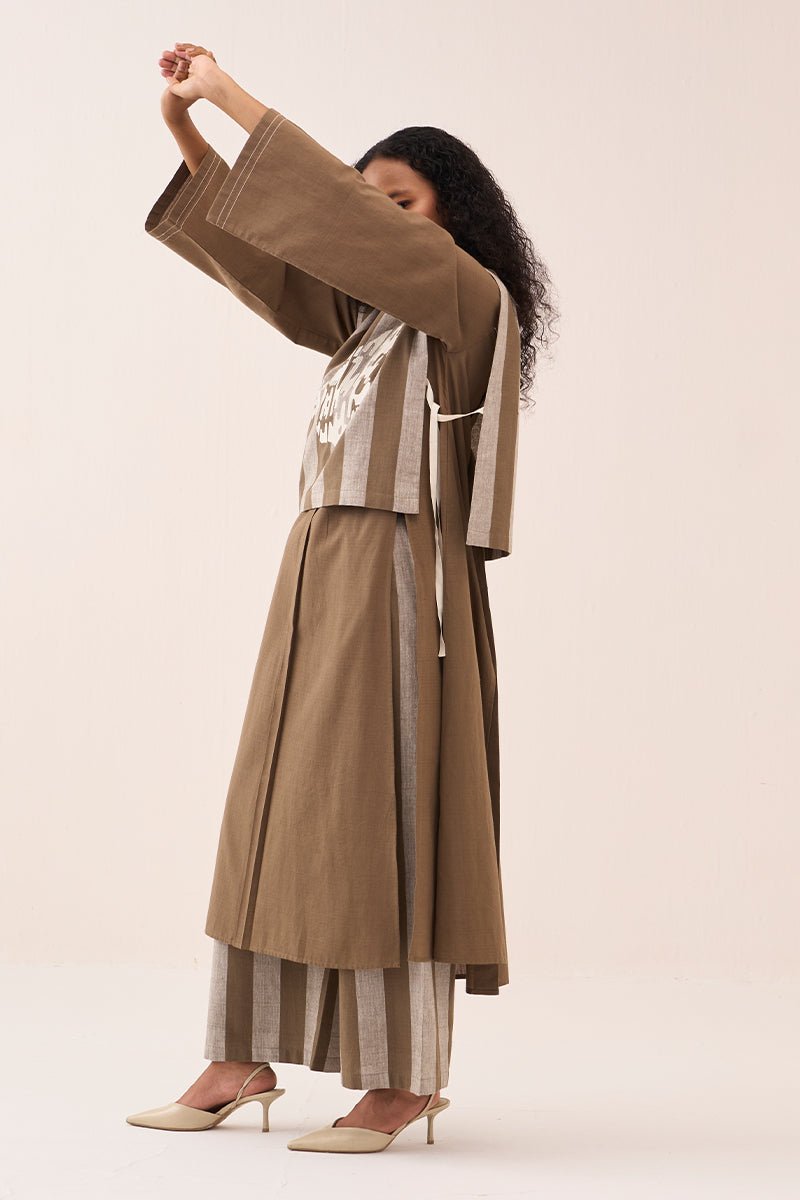 Floral Emb. Stripe Overlay Co - Ord (Set Of 3) - Three Clothing